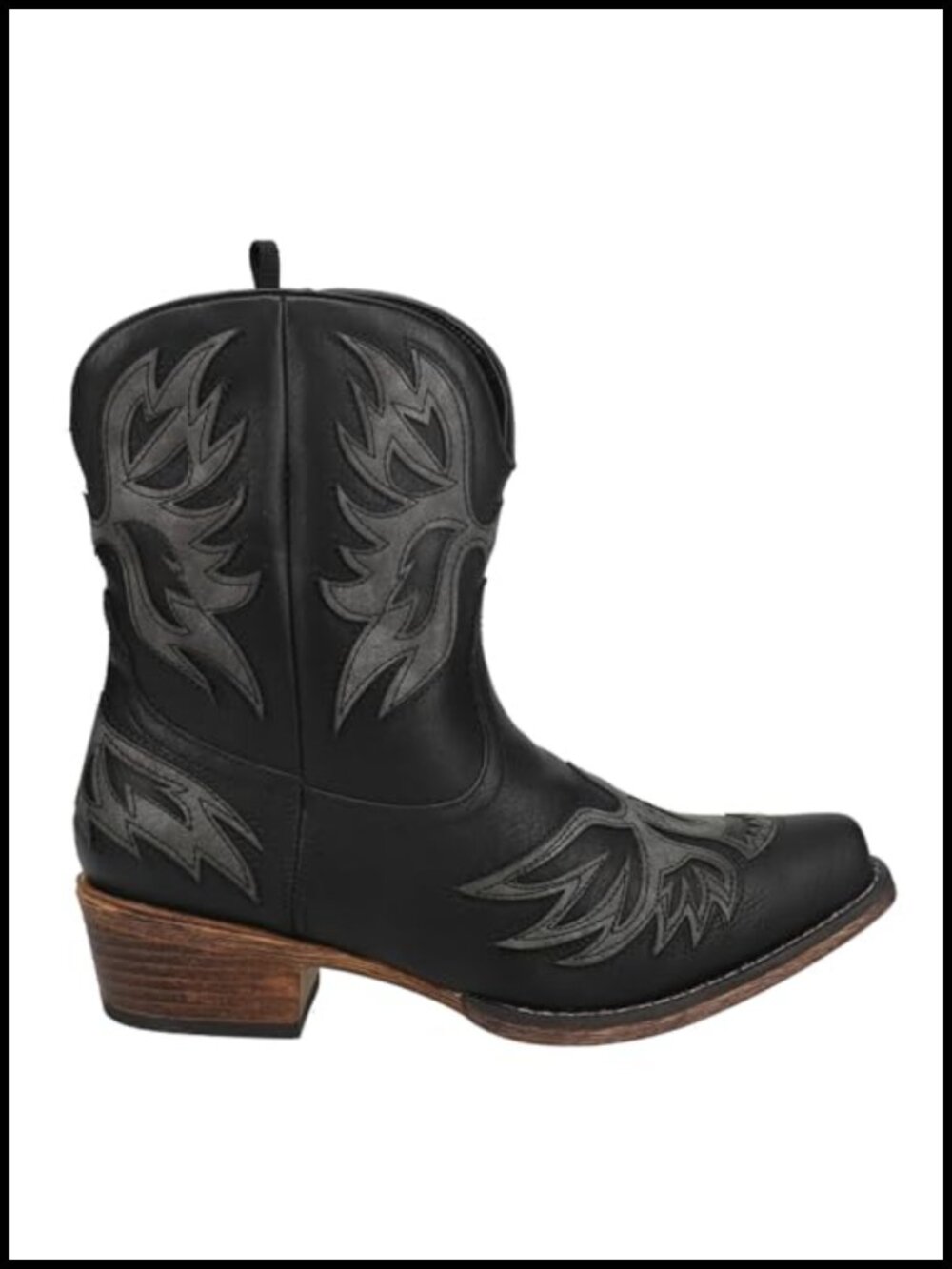 Faux Leather Snip Toe Equestrian Booties Pull On Cushioned